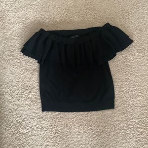 Black off the shoulder knitted material top